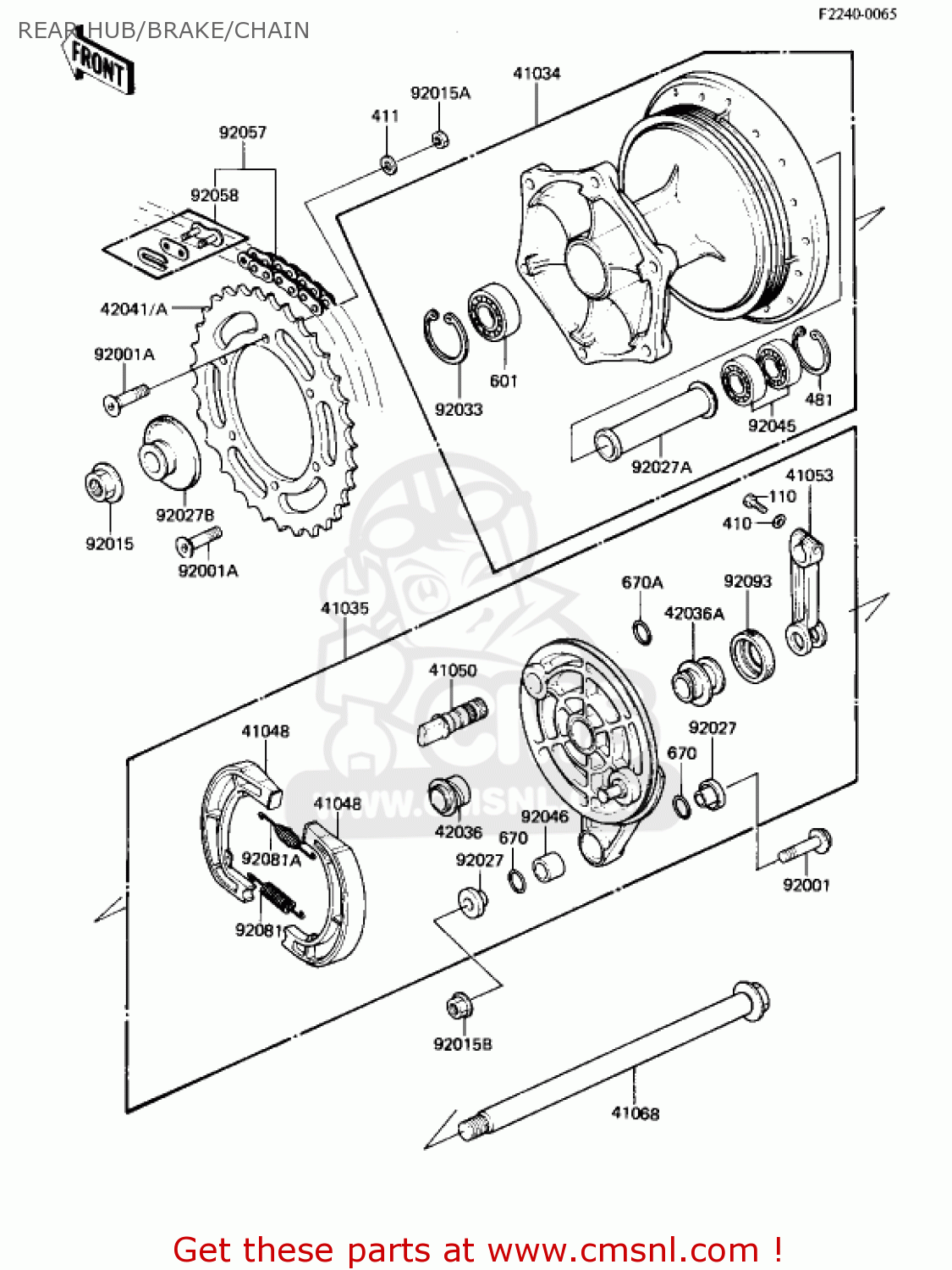 REAR HUB/BRAKE/CHAIN KX250-B1 KX250 1982 USA CANADA