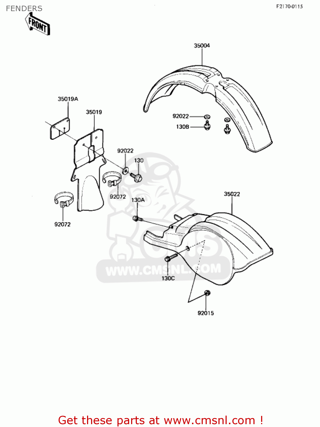 FENDERS KX250-B1 KX250 1982 USA CANADA
