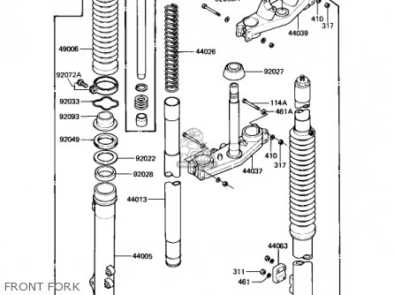 FRONT FORK - KX250-B1 KX250 1982 USA CANADA