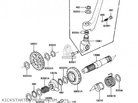 KICKSTARTER MECHANISM - KX250-B1 KX250 1982 USA CANADA