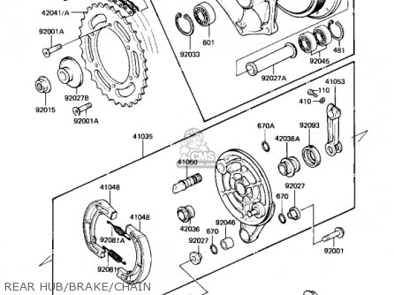 REAR HUB/BRAKE/CHAIN - KX250-B1 KX250 1982 USA CANADA