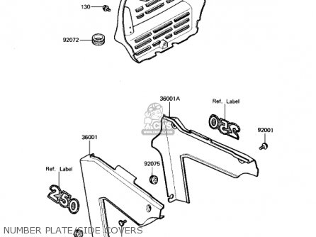 NUMBER PLATE/SIDE COVERS - KX250-B1 KX250 1982 USA CANADA