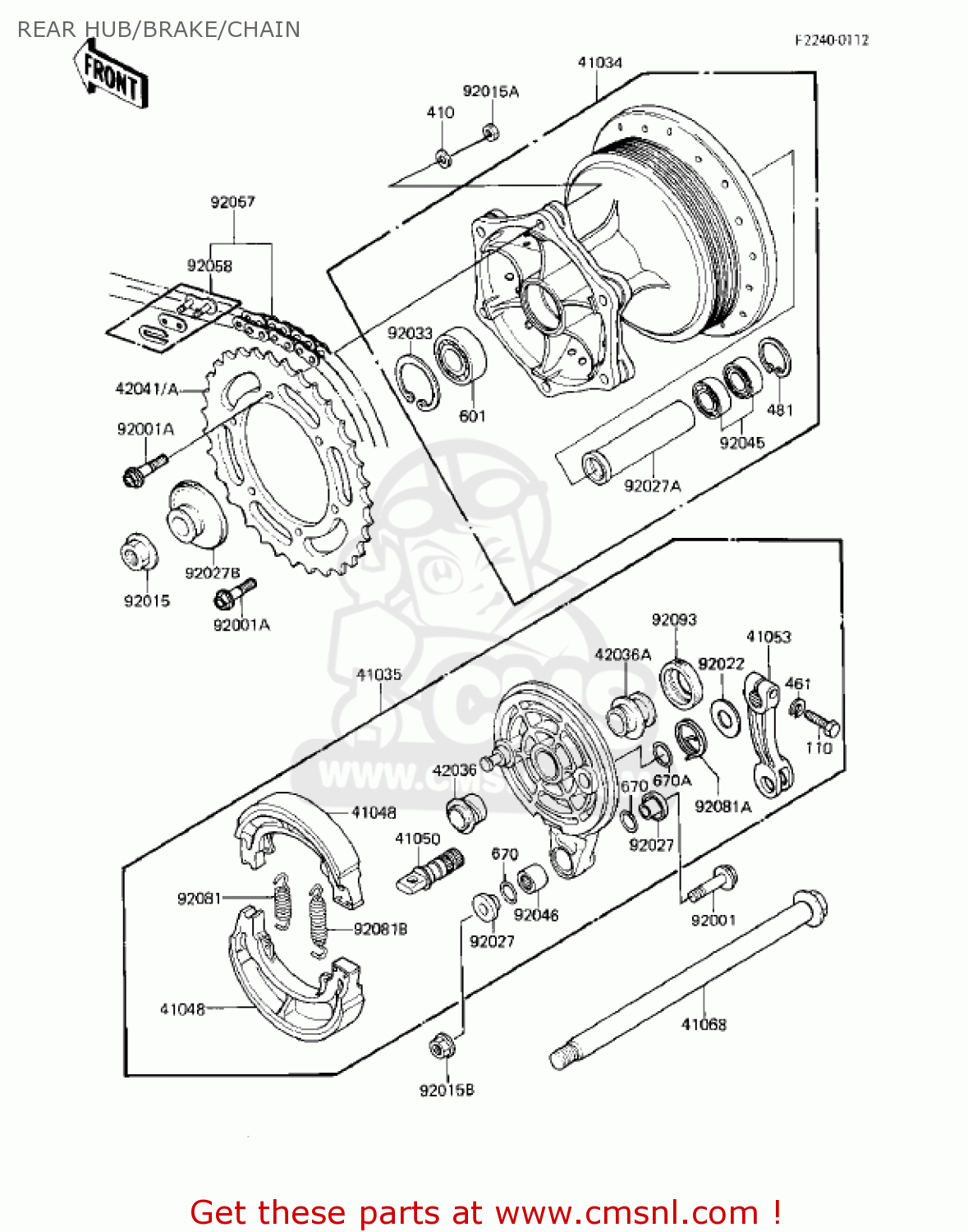 Kawasaki KX250C1 KX250 1983 USA CANADA REAR HUB/BRAKE/CHAIN buy