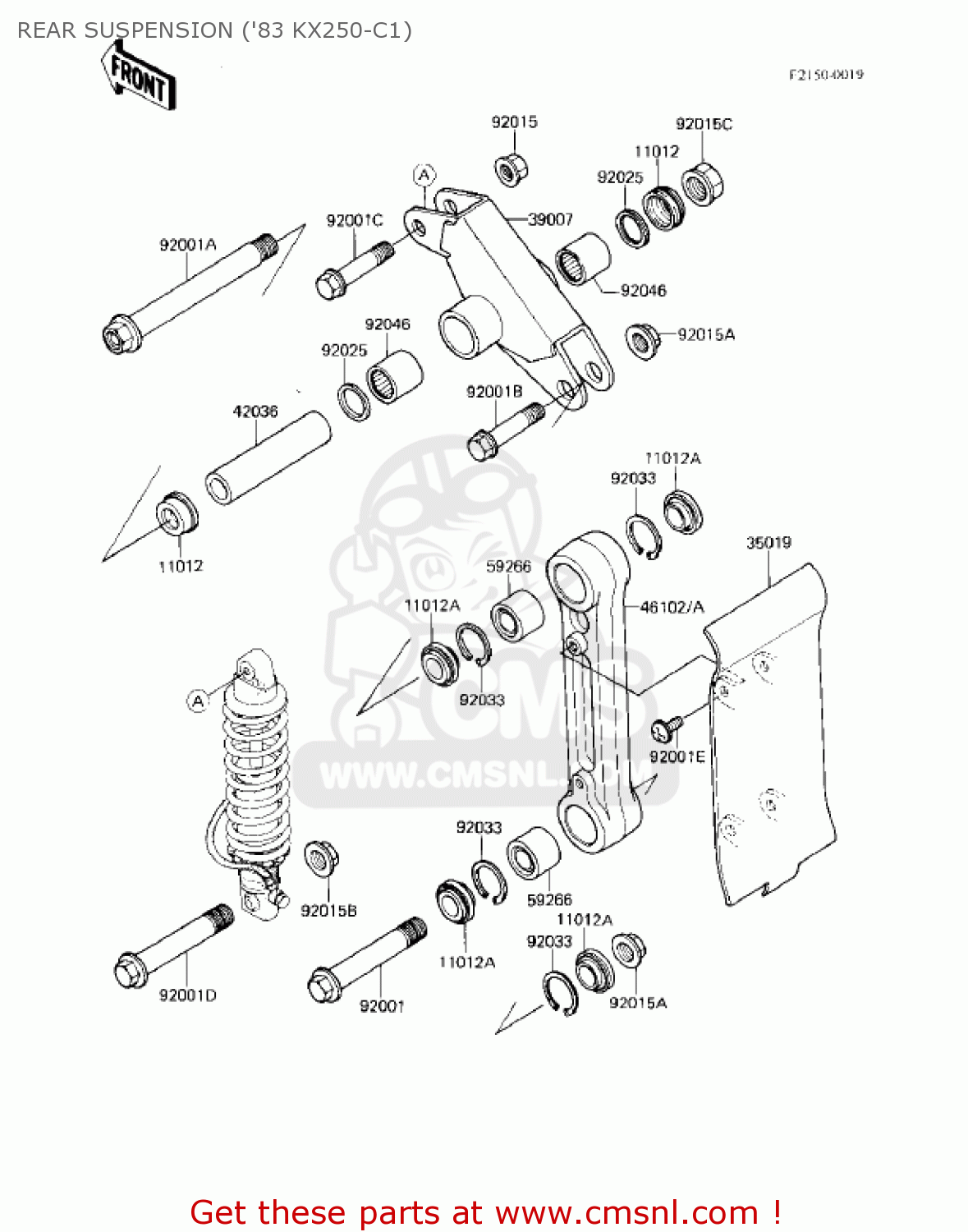 Kawasaki KX250-C1 KX250 1983 USA CANADA REAR SUSPENSION ('83 KX250-C1 ...