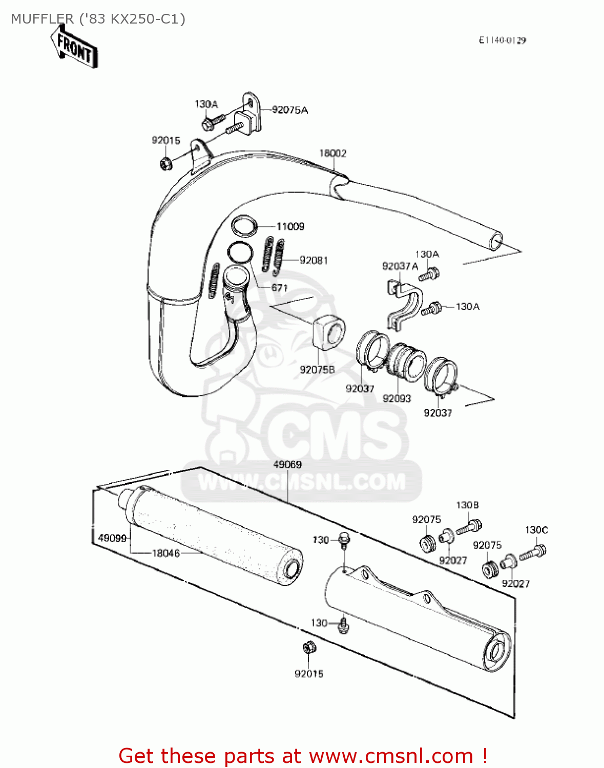 MUFFLER ('83 KX250-C1) KX250-C1 KX250 1983 USA CANADA