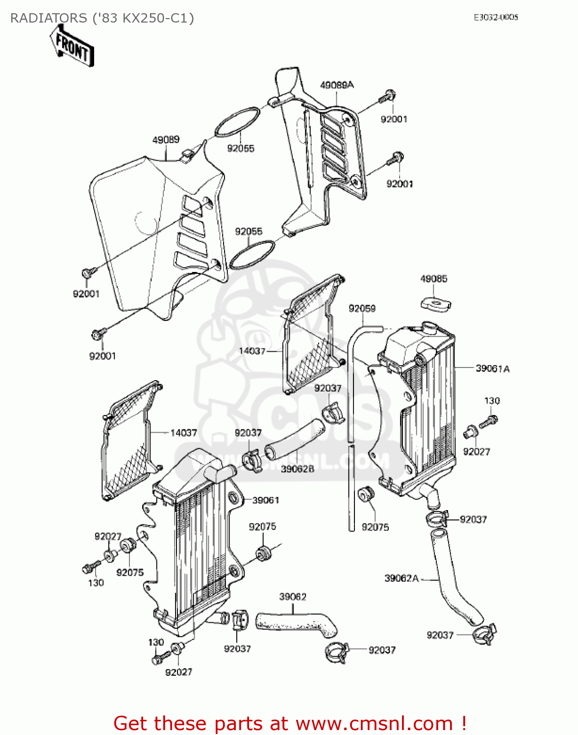 RADIATORS ('83 KX250-C1) KX250-C1 KX250 1983 USA CANADA