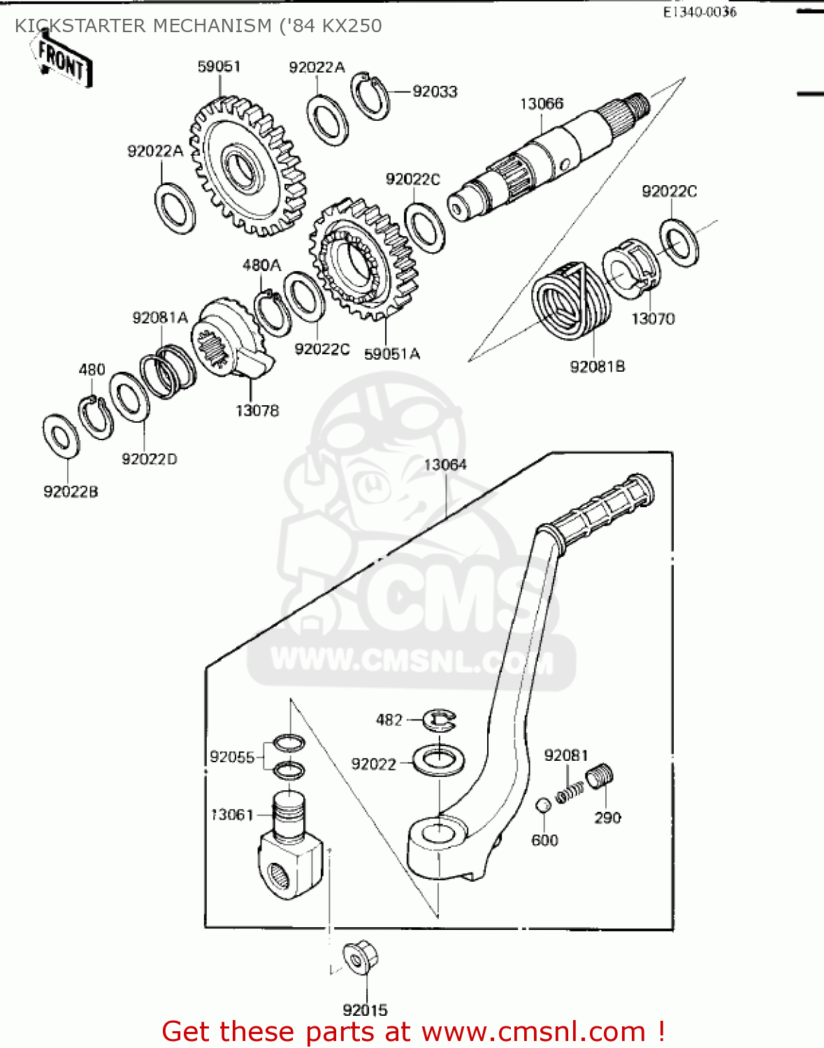 KICKSTARTER MECHANISM ('84 KX250 KX250-C1 KX250 1983 USA CANADA
