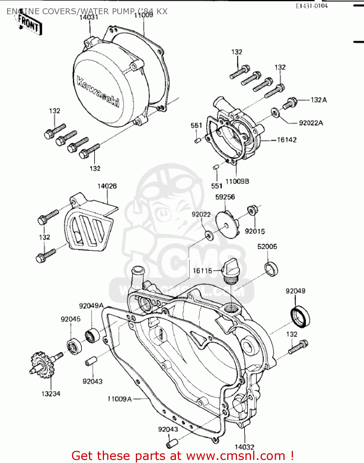 ENGINE COVERS/WATER PUMP ('84 KX KX250-C1 KX250 1983 USA CANADA