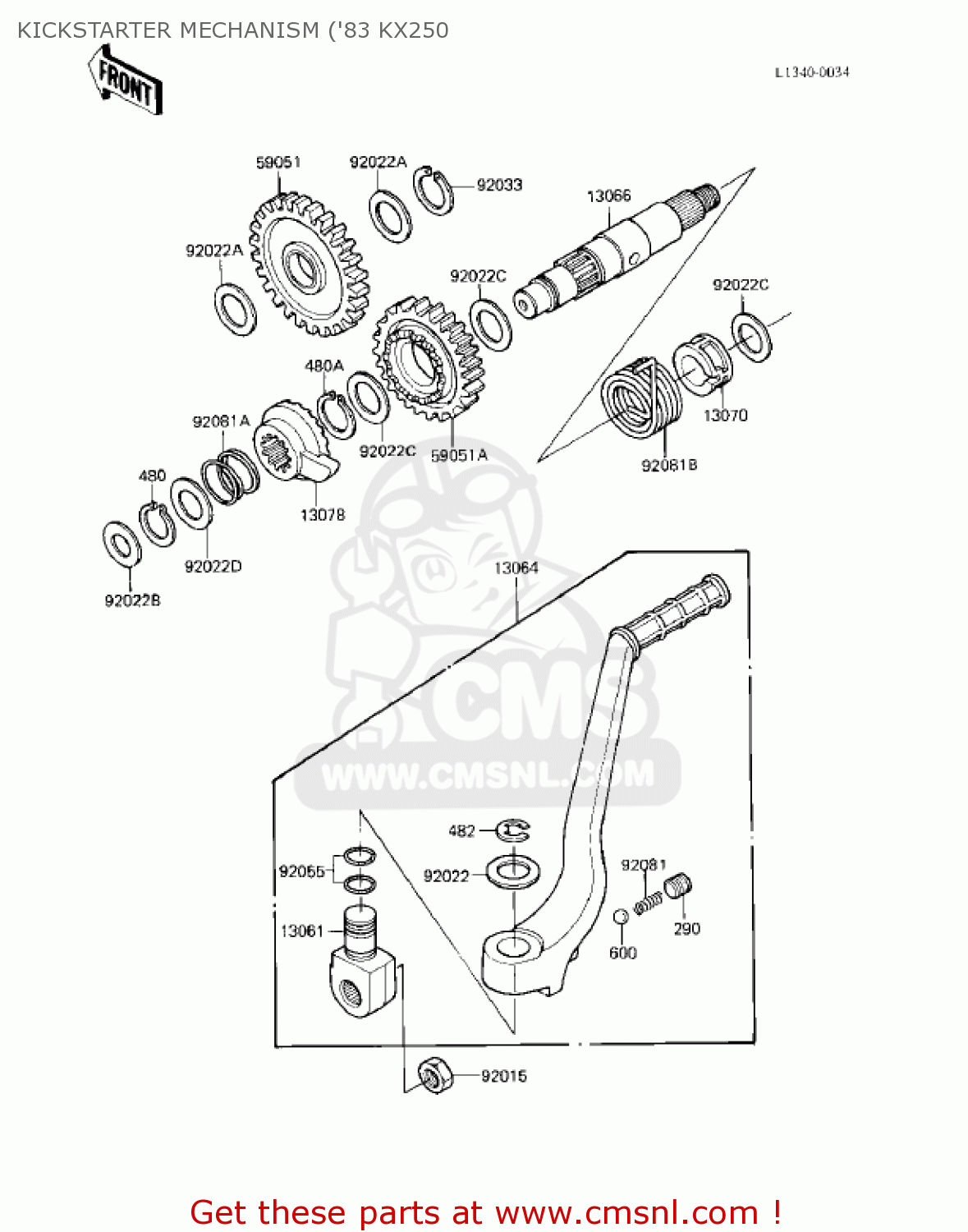 KICKSTARTER MECHANISM ('83 KX250 KX250-C1 KX250 1983 USA CANADA