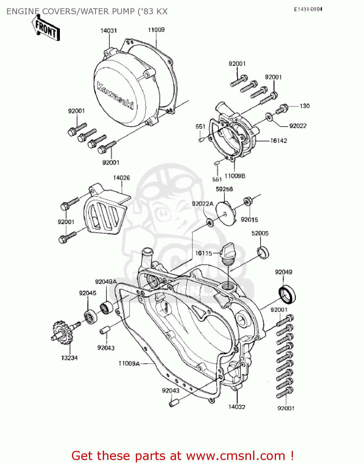 ENGINE COVERS/WATER PUMP ('83 KX KX250-C1 KX250 1983 USA CANADA