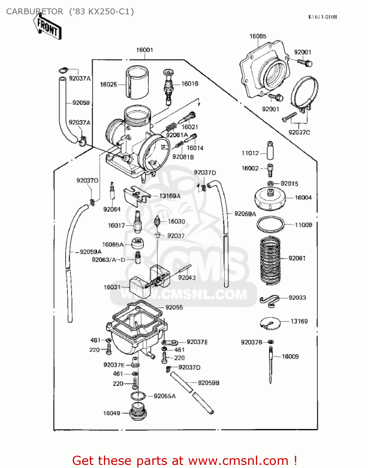 CARBURETOR  ('83 KX250-C1) KX250-C1 KX250 1983 USA CANADA
