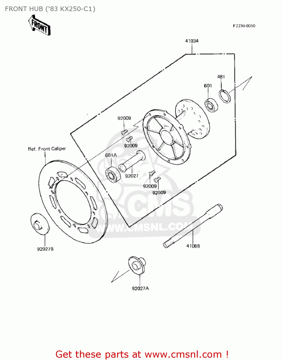 FRONT HUB ('83 KX250-C1) KX250-C1 KX250 1983 USA CANADA