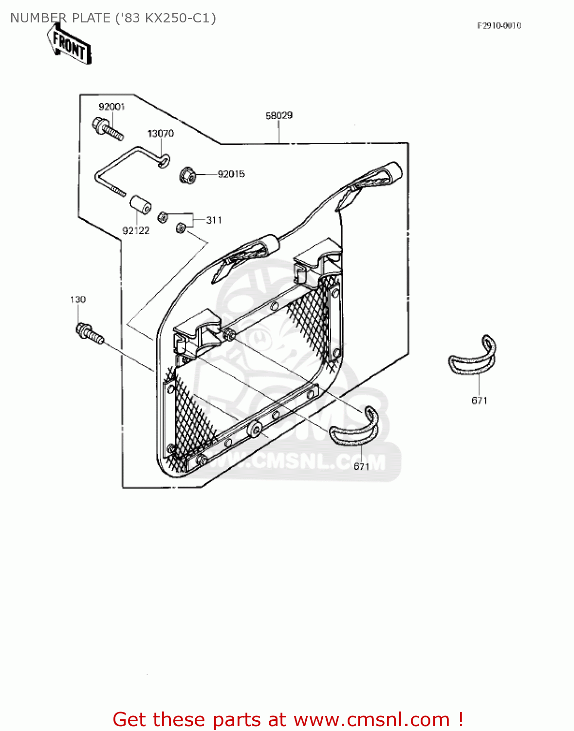NUMBER PLATE ('83 KX250-C1) KX250-C1 KX250 1983 USA CANADA