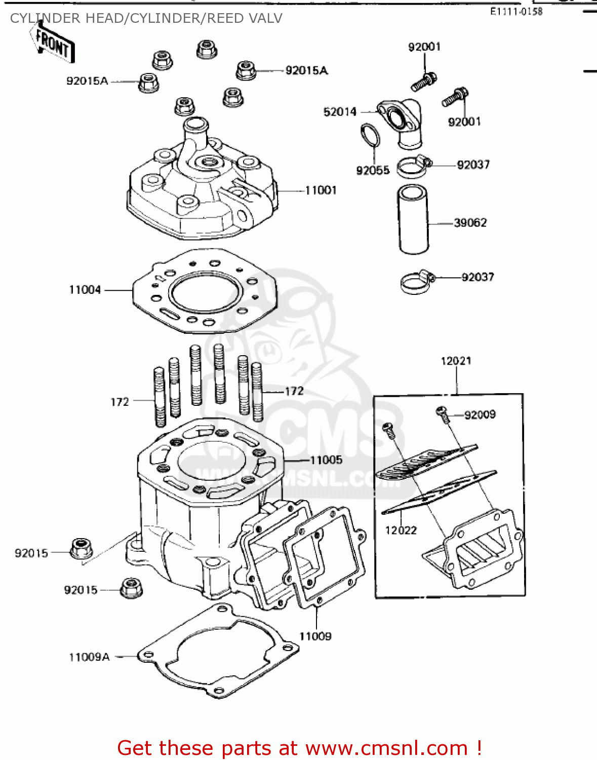 CYLINDER HEAD/CYLINDER/REED VALV KX250-C1 KX250 1983 USA CANADA