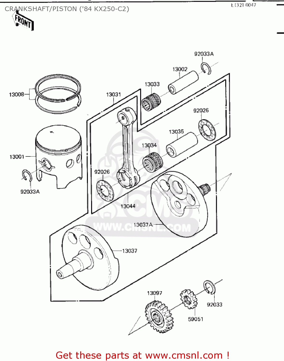 CRANKSHAFT/PISTON ('84 KX250-C2) KX250-C1 KX250 1983 USA CANADA