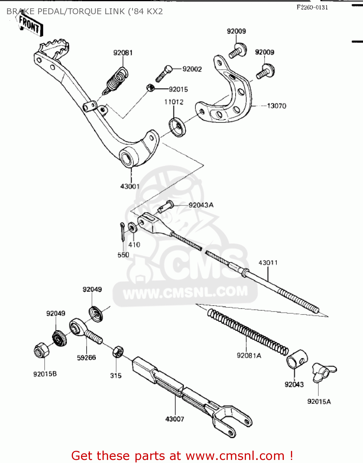 BRAKE PEDAL/TORQUE LINK ('84 KX2 KX250-C1 KX250 1983 USA CANADA