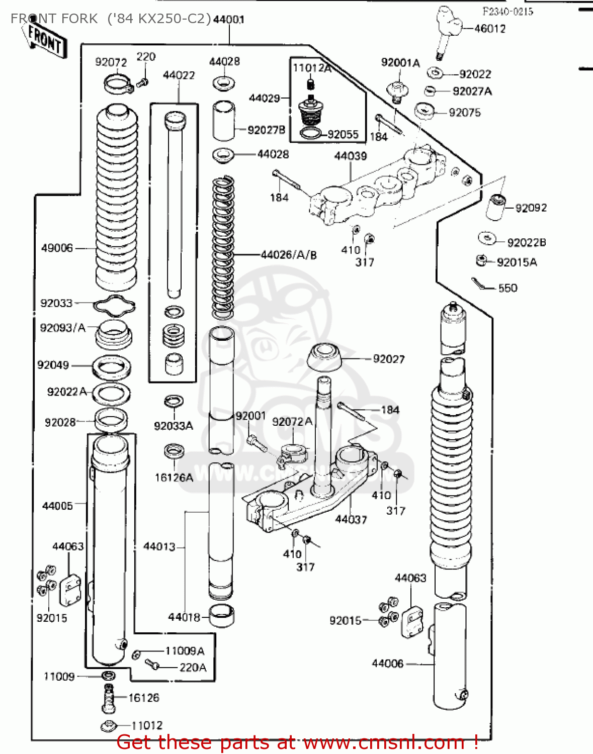 FRONT FORK  ('84 KX250-C2) KX250-C1 KX250 1983 USA CANADA