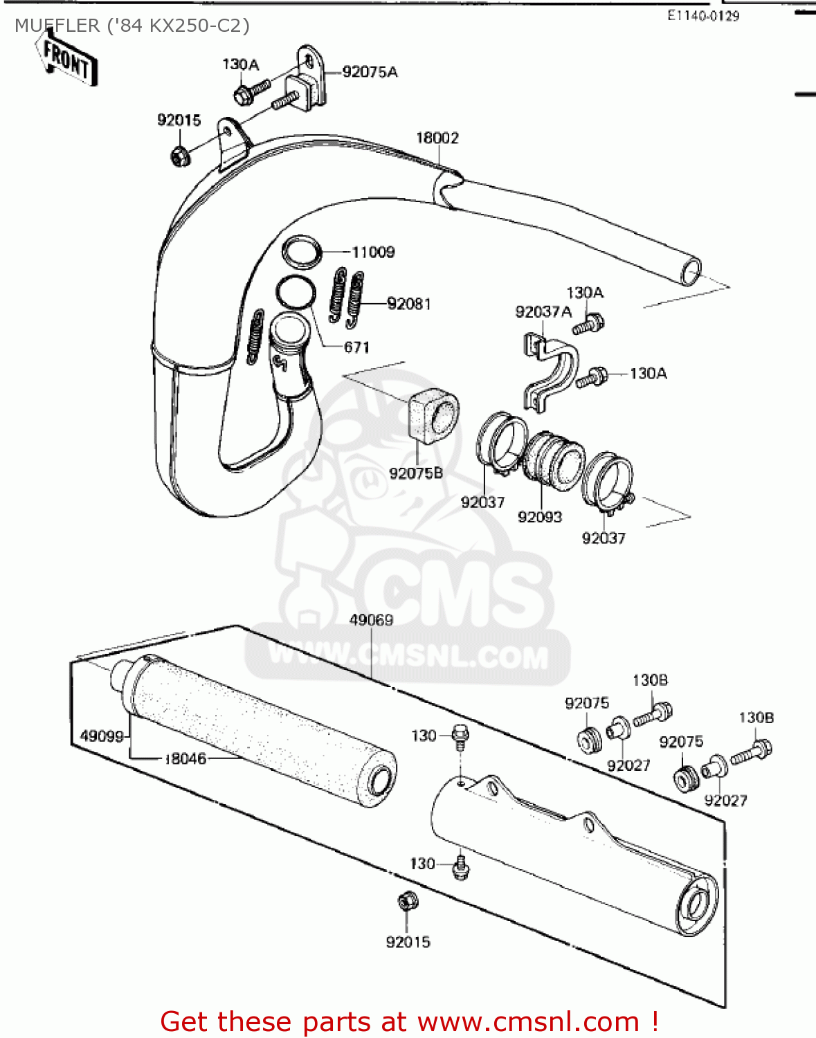 MUFFLER ('84 KX250-C2) KX250-C1 KX250 1983 USA CANADA