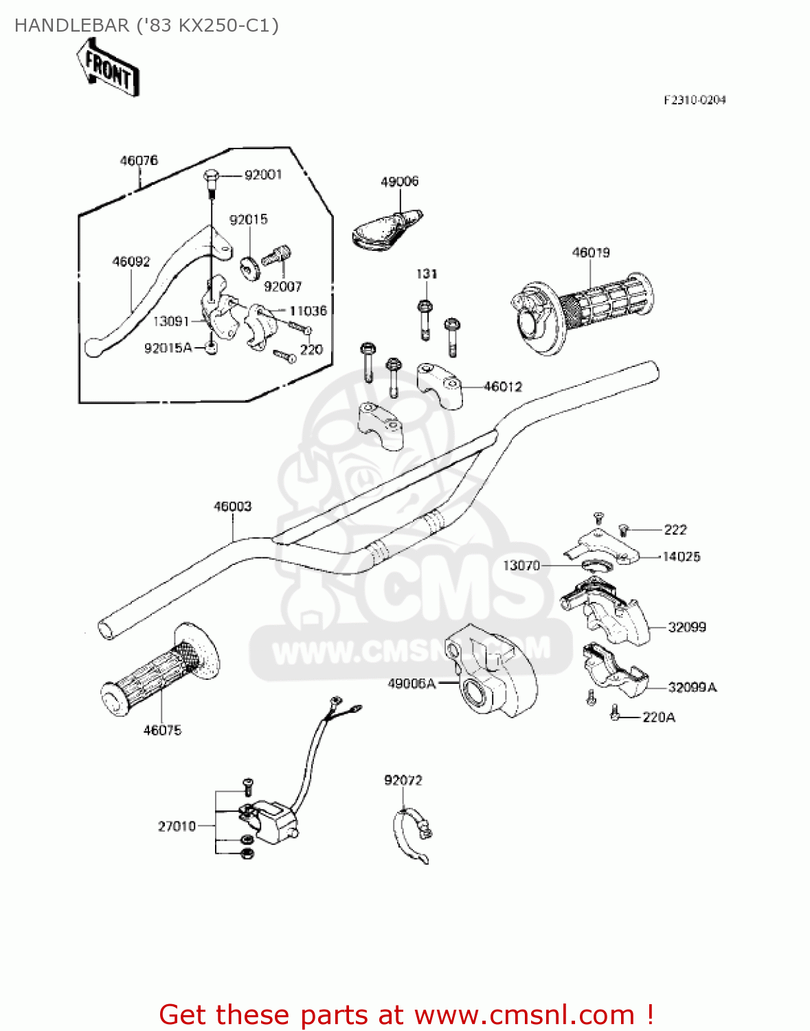 HANDLEBAR ('83 KX250-C1) KX250-C1 KX250 1983 USA CANADA