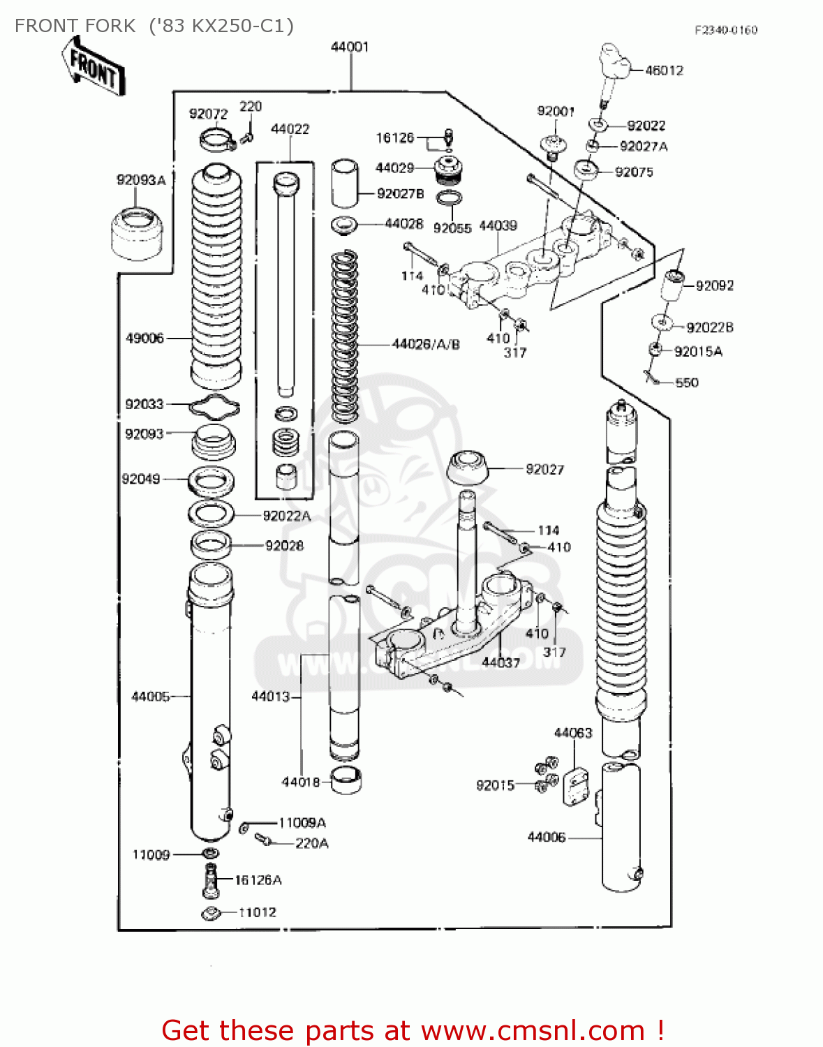 FRONT FORK  ('83 KX250-C1) KX250-C1 KX250 1983 USA CANADA