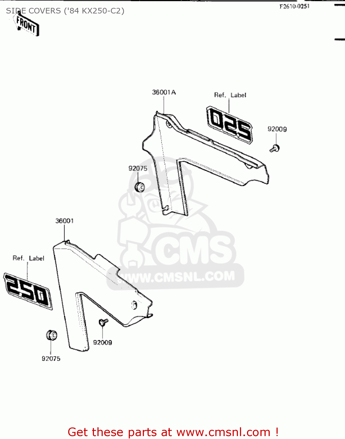 SIDE COVERS ('84 KX250-C2) KX250-C1 KX250 1983 USA CANADA