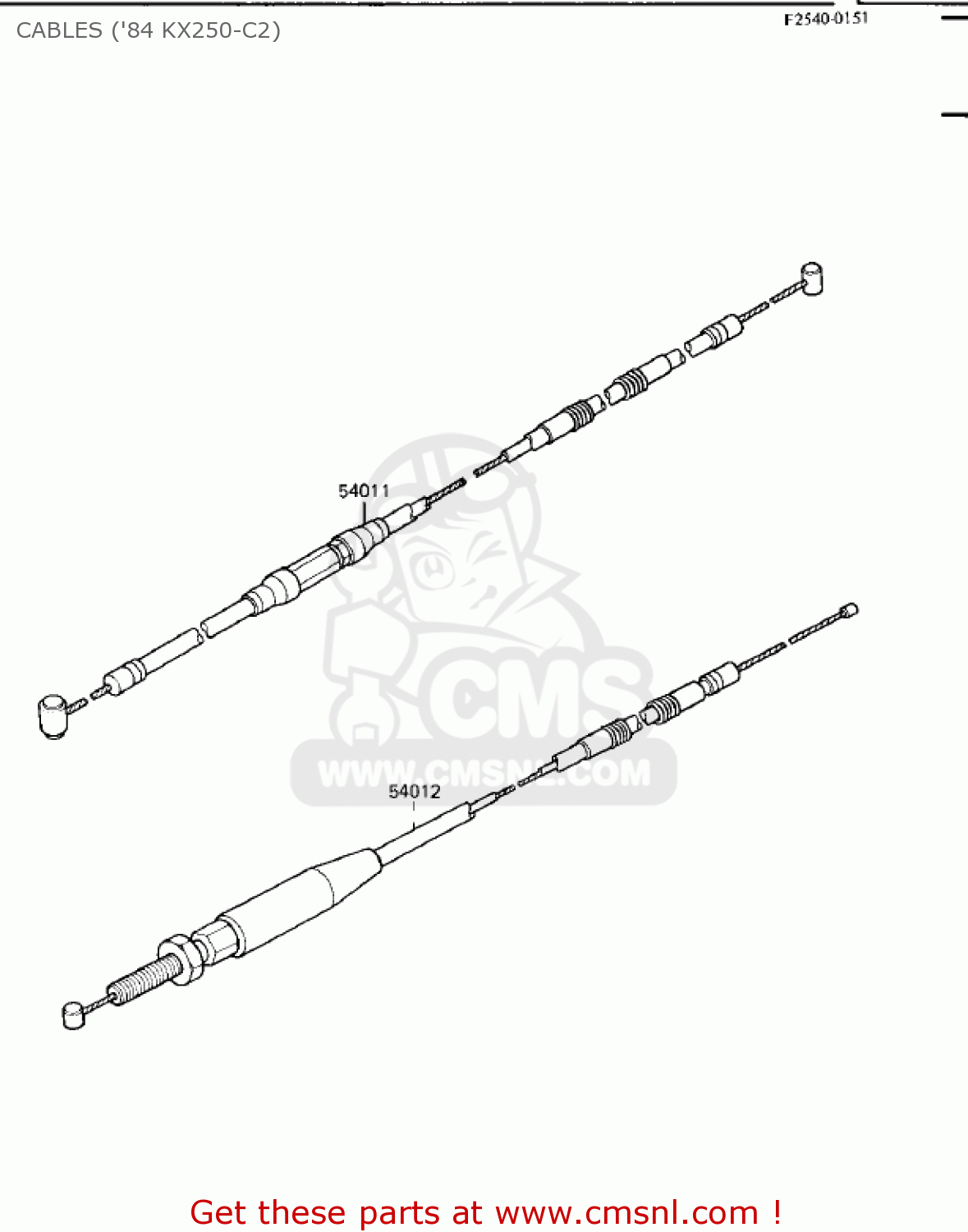 CABLES ('84 KX250-C2) KX250-C1 KX250 1983 USA CANADA