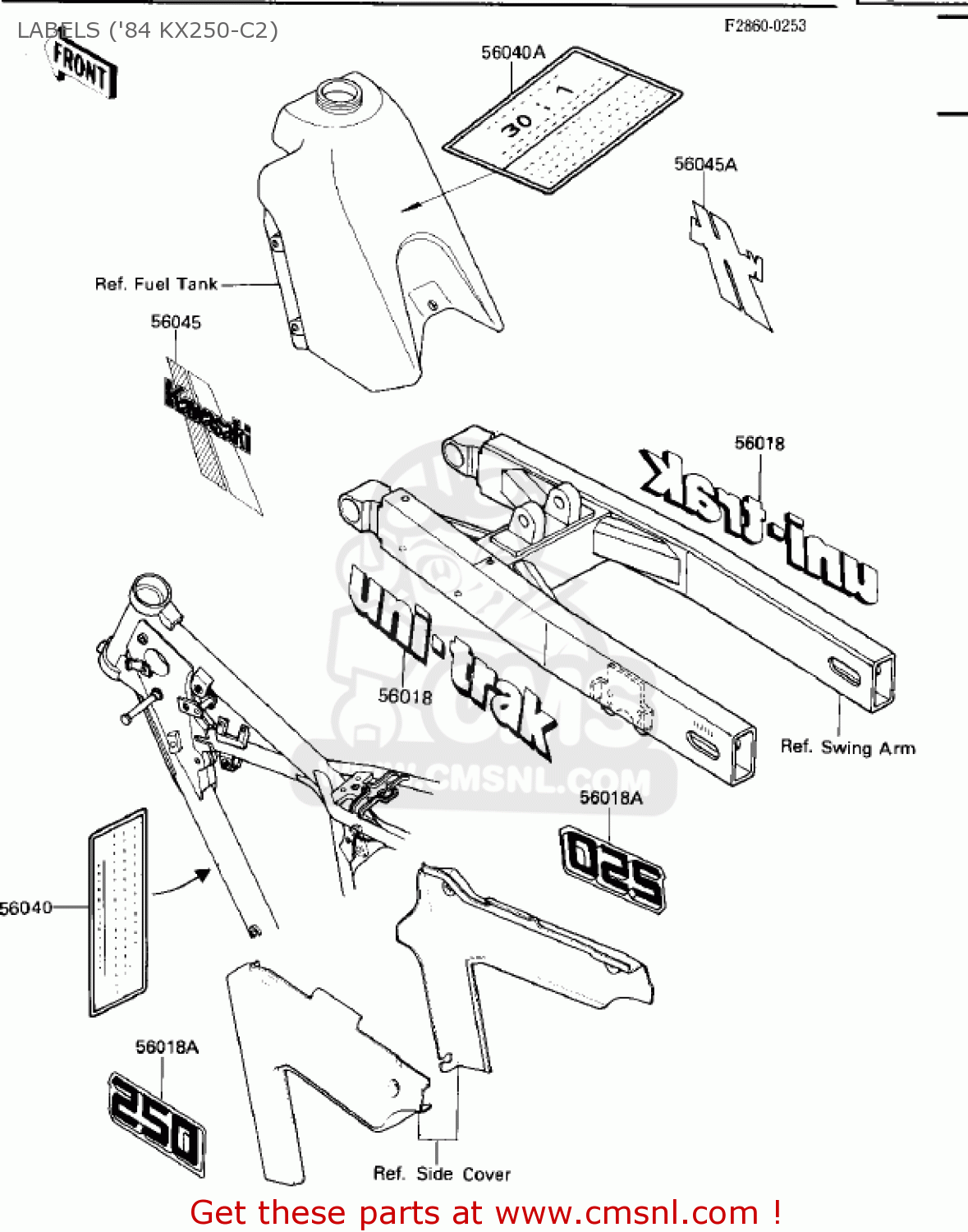 LABELS ('84 KX250-C2) KX250-C1 KX250 1983 USA CANADA