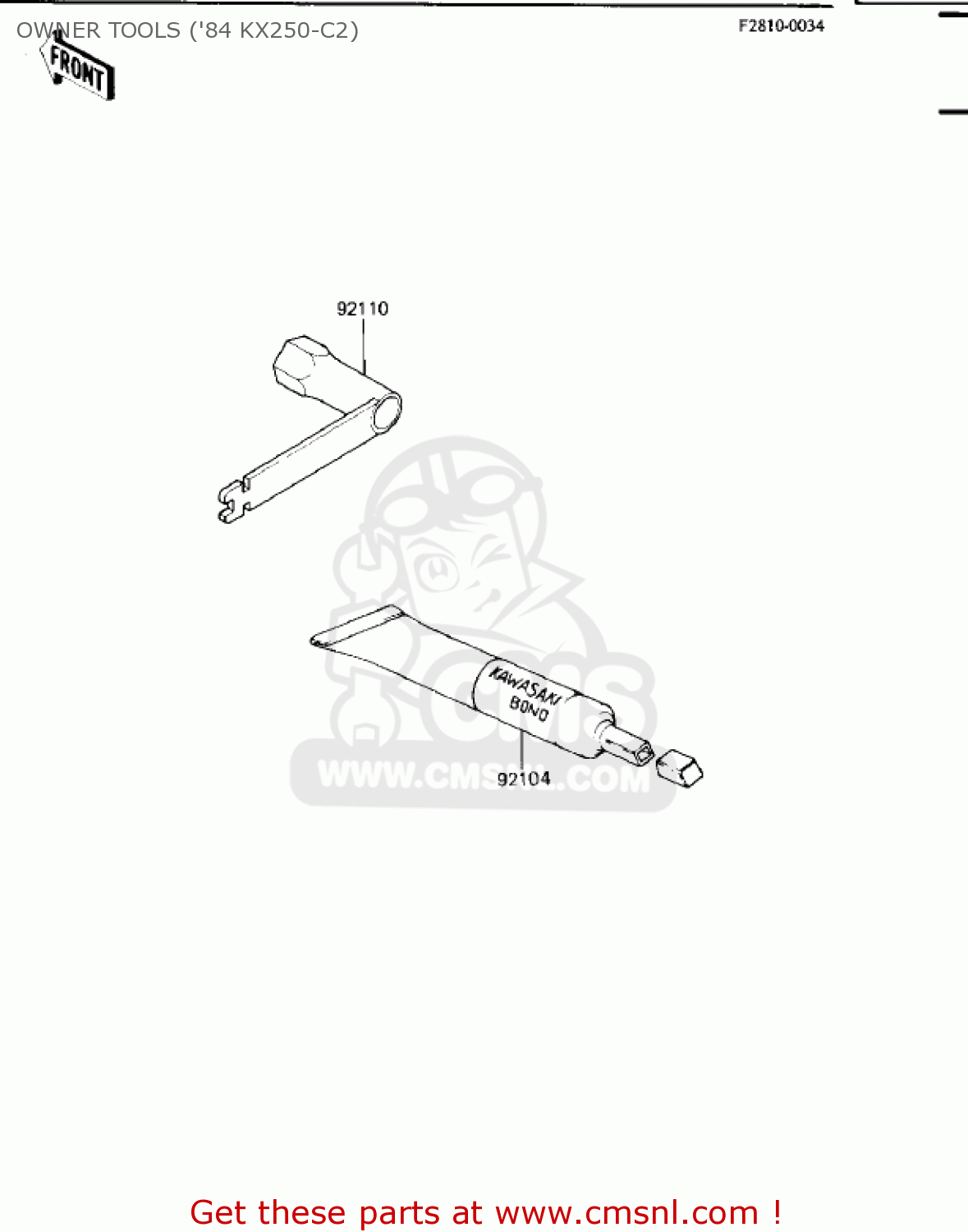 OWNER TOOLS ('84 KX250-C2) KX250-C1 KX250 1983 USA CANADA