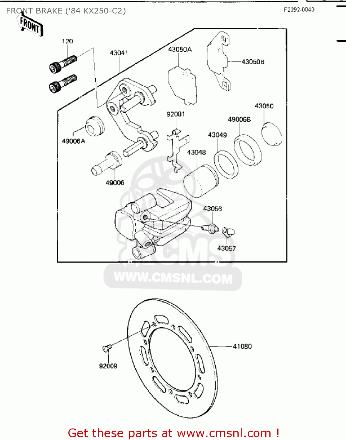 FRONT BRAKE ('84 KX250-C2) KX250-C1 KX250 1983 USA CANADA