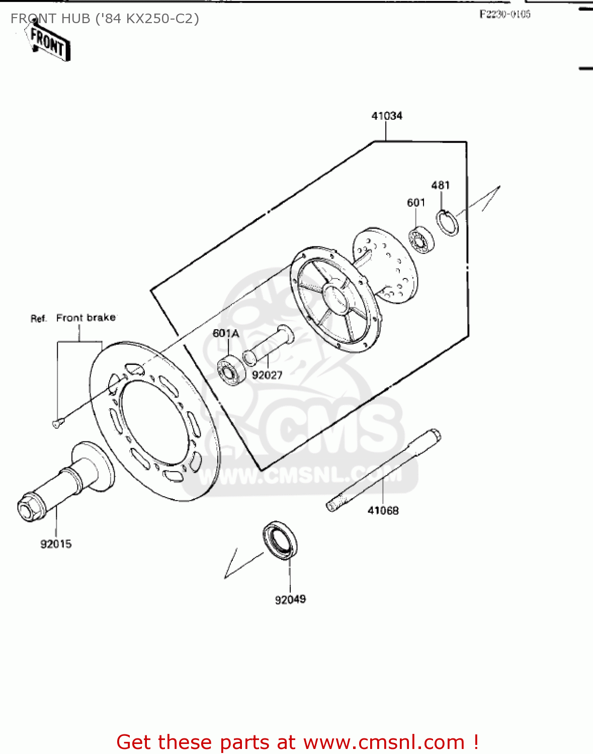 FRONT HUB ('84 KX250-C2) KX250-C1 KX250 1983 USA CANADA