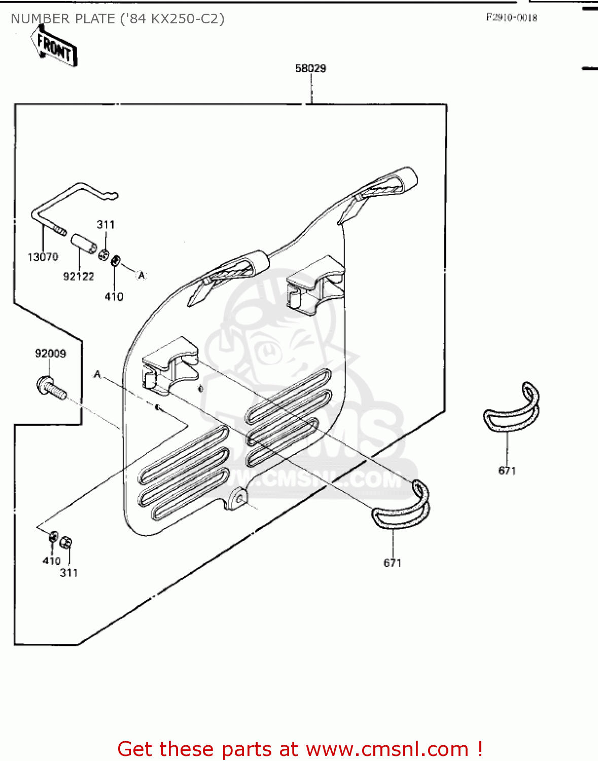 NUMBER PLATE ('84 KX250-C2) KX250-C1 KX250 1983 USA CANADA