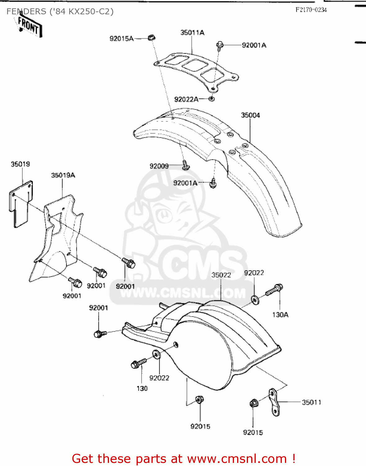 FENDERS ('84 KX250-C2) KX250-C1 KX250 1983 USA CANADA