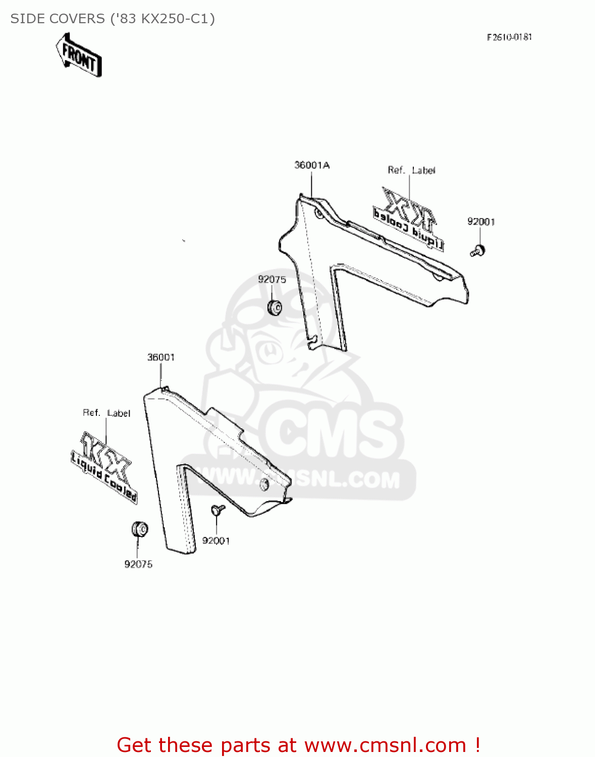SIDE COVERS ('83 KX250-C1) KX250-C1 KX250 1983 USA CANADA