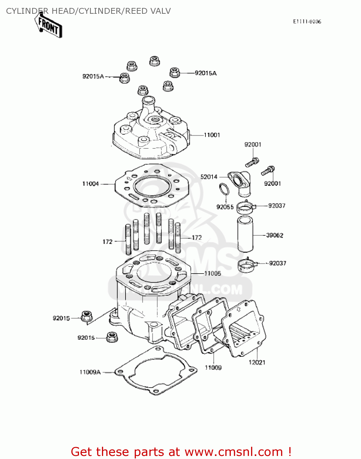 CYLINDER HEAD/CYLINDER/REED VALV KX250-C1 KX250 1983 USA CANADA