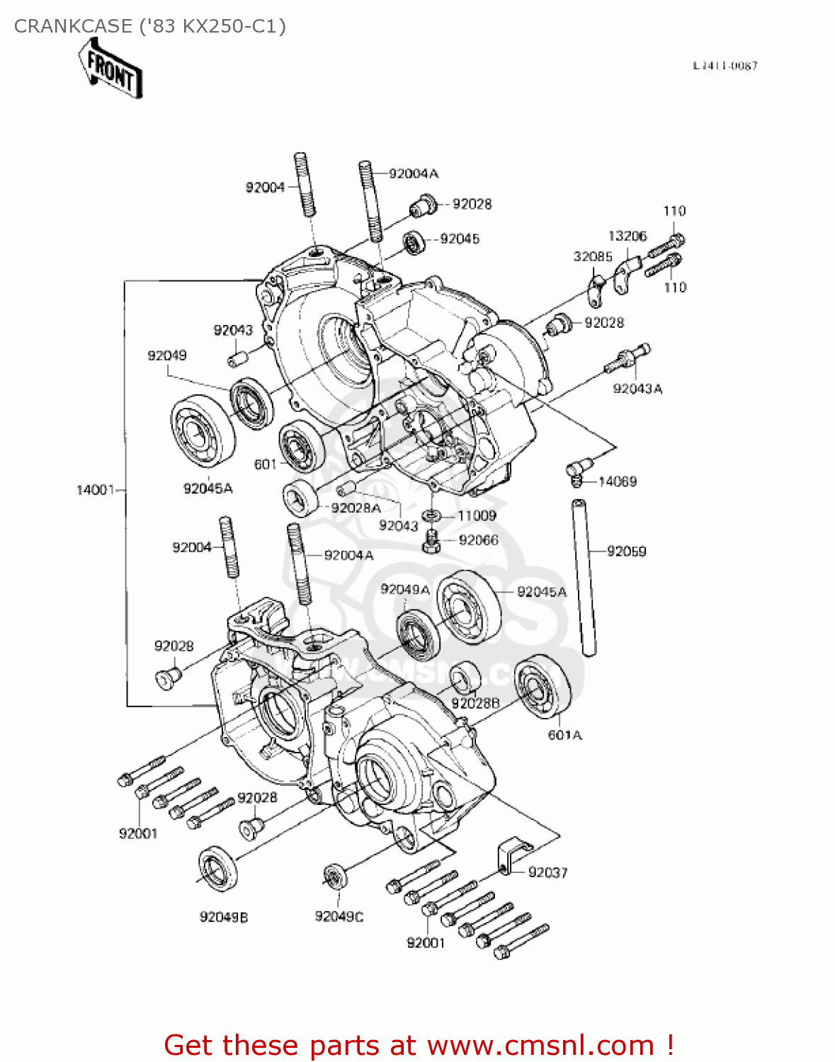 CRANKCASE ('83 KX250-C1) KX250-C1 KX250 1983 USA CANADA