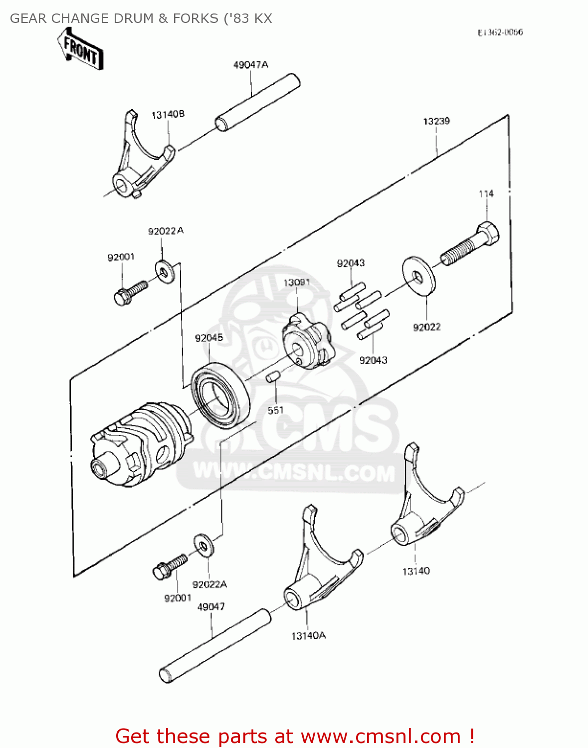 GEAR CHANGE DRUM & FORKS ('83 KX KX250-C1 KX250 1983 USA CANADA