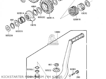 KICKSTARTER MECHANISM ('84 KX250 - KX250-C1 KX250 1983 USA CANADA