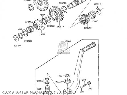 KICKSTARTER MECHANISM ('83 KX250 - KX250-C1 KX250 1983 USA CANADA