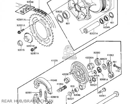 REAR HUB/BRAKE/CHAIN - KX250-C1 KX250 1983 USA CANADA