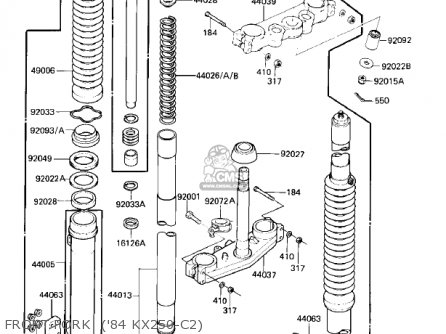 FRONT FORK  ('84 KX250-C2) - KX250-C1 KX250 1983 USA CANADA
