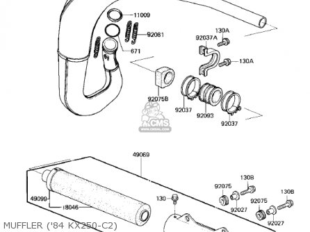 MUFFLER ('84 KX250-C2) - KX250-C1 KX250 1983 USA CANADA