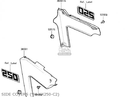SIDE COVERS ('84 KX250-C2) - KX250-C1 KX250 1983 USA CANADA