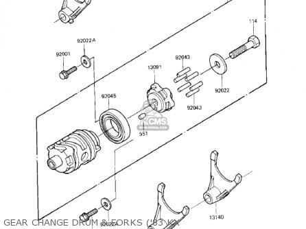 GEAR CHANGE DRUM & FORKS ('83 KX - KX250-C1 KX250 1983 USA CANADA