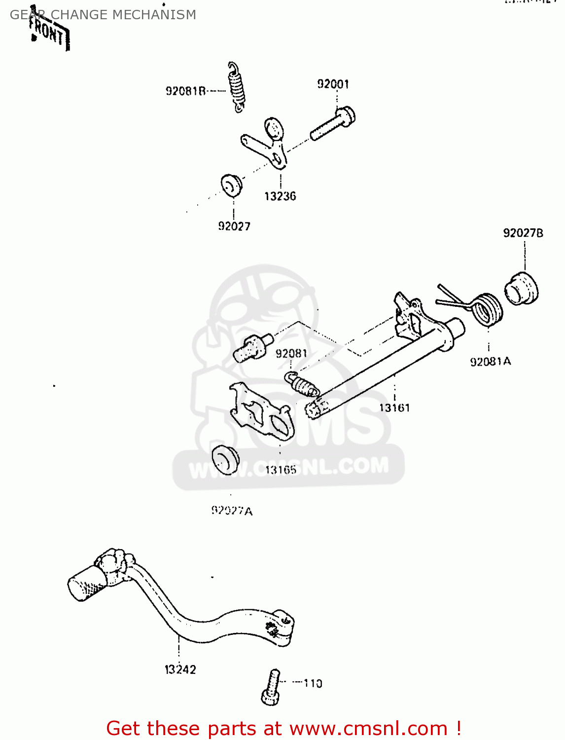 GEAR CHANGE MECHANISM KX250-C2 1984 USA CANADA UK AL