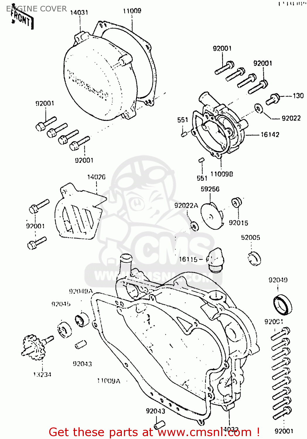 ENGINE COVER KX250-C2 1984 USA CANADA UK AL