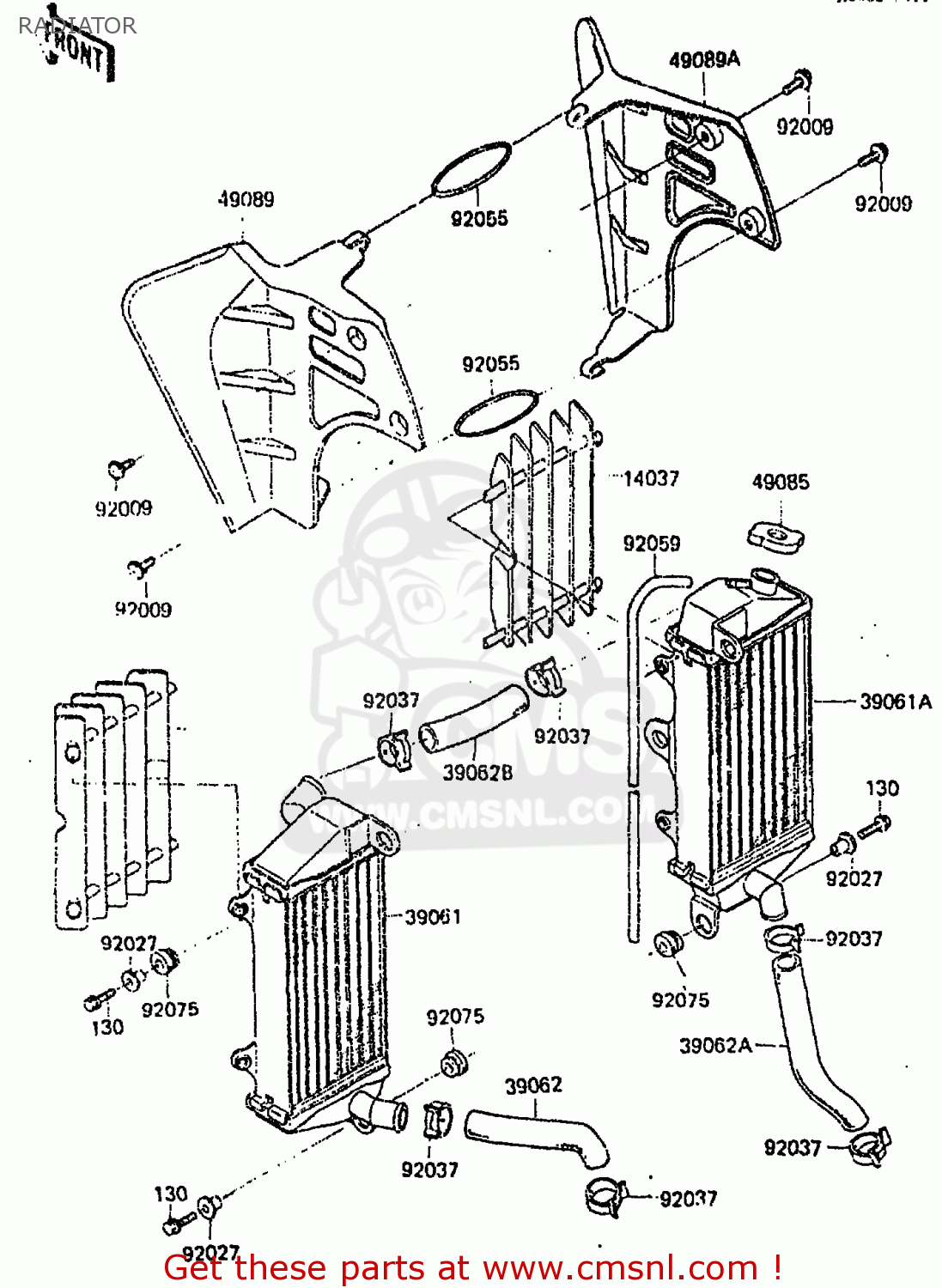 RADIATOR KX250-C2 1984 USA CANADA UK AL