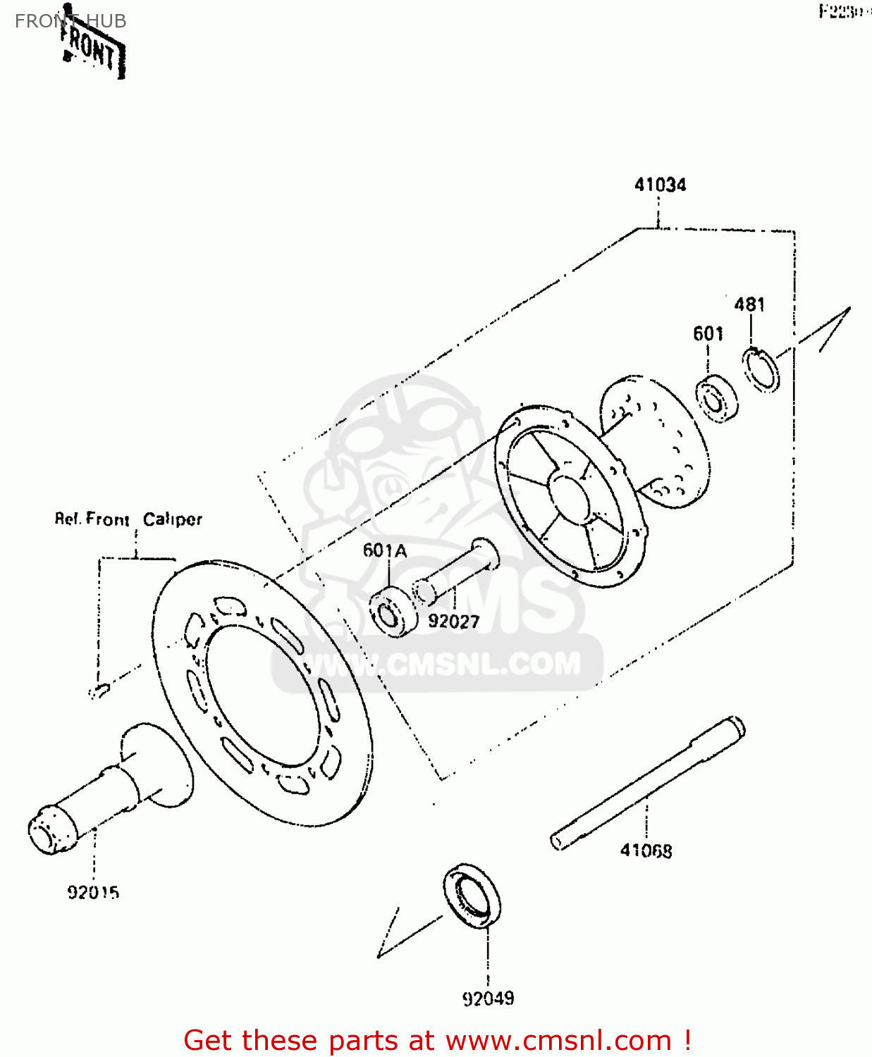 FRONT HUB KX250-C2 1984 USA CANADA UK AL