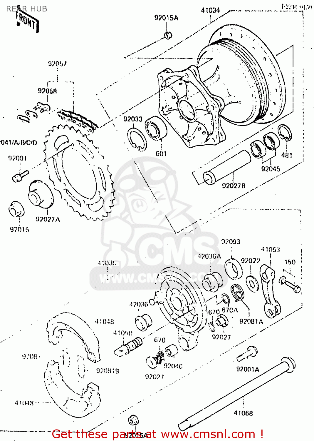 REAR HUB KX250-C2 1984 USA CANADA UK AL