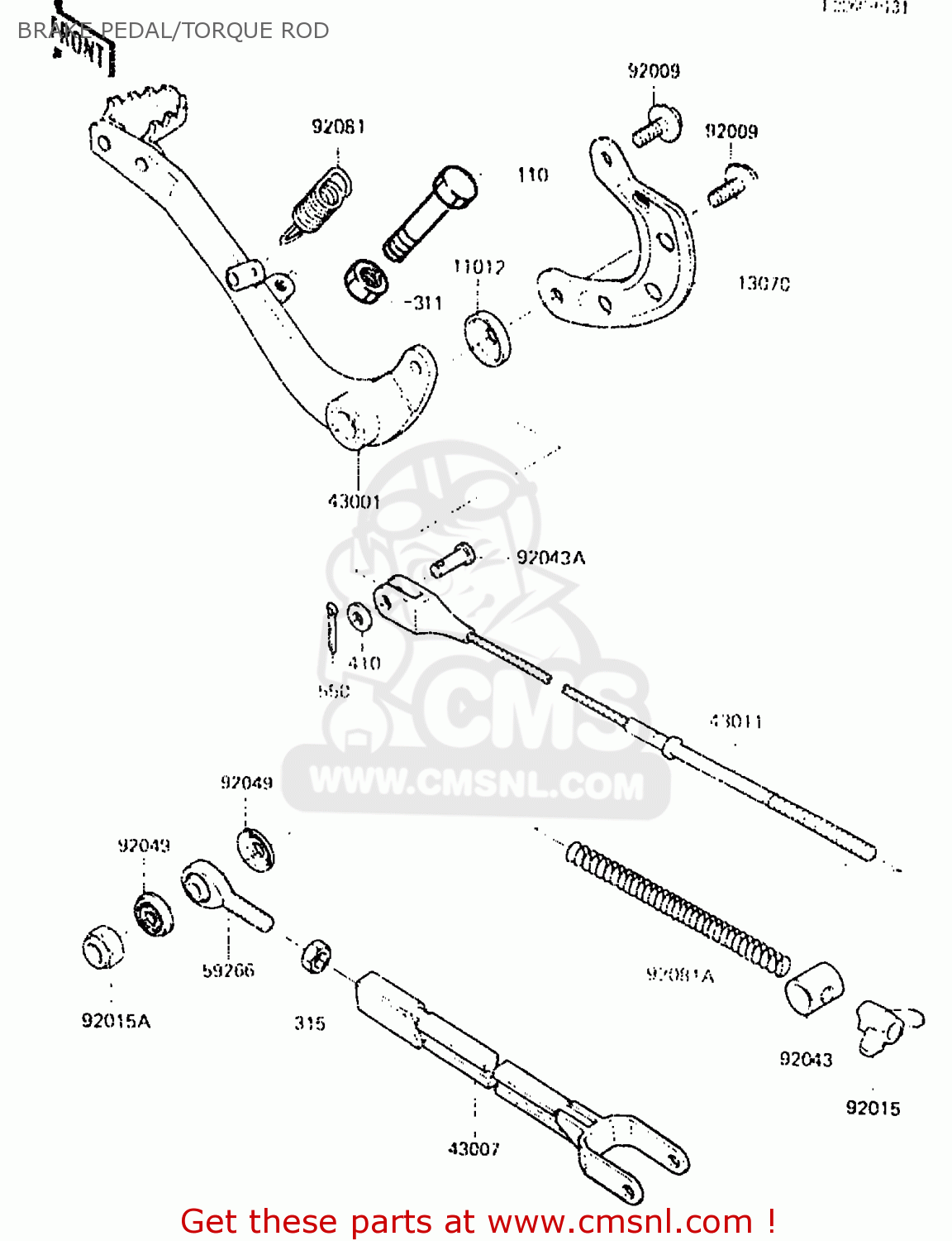 BRAKE PEDAL/TORQUE ROD KX250-C2 1984 USA CANADA UK AL