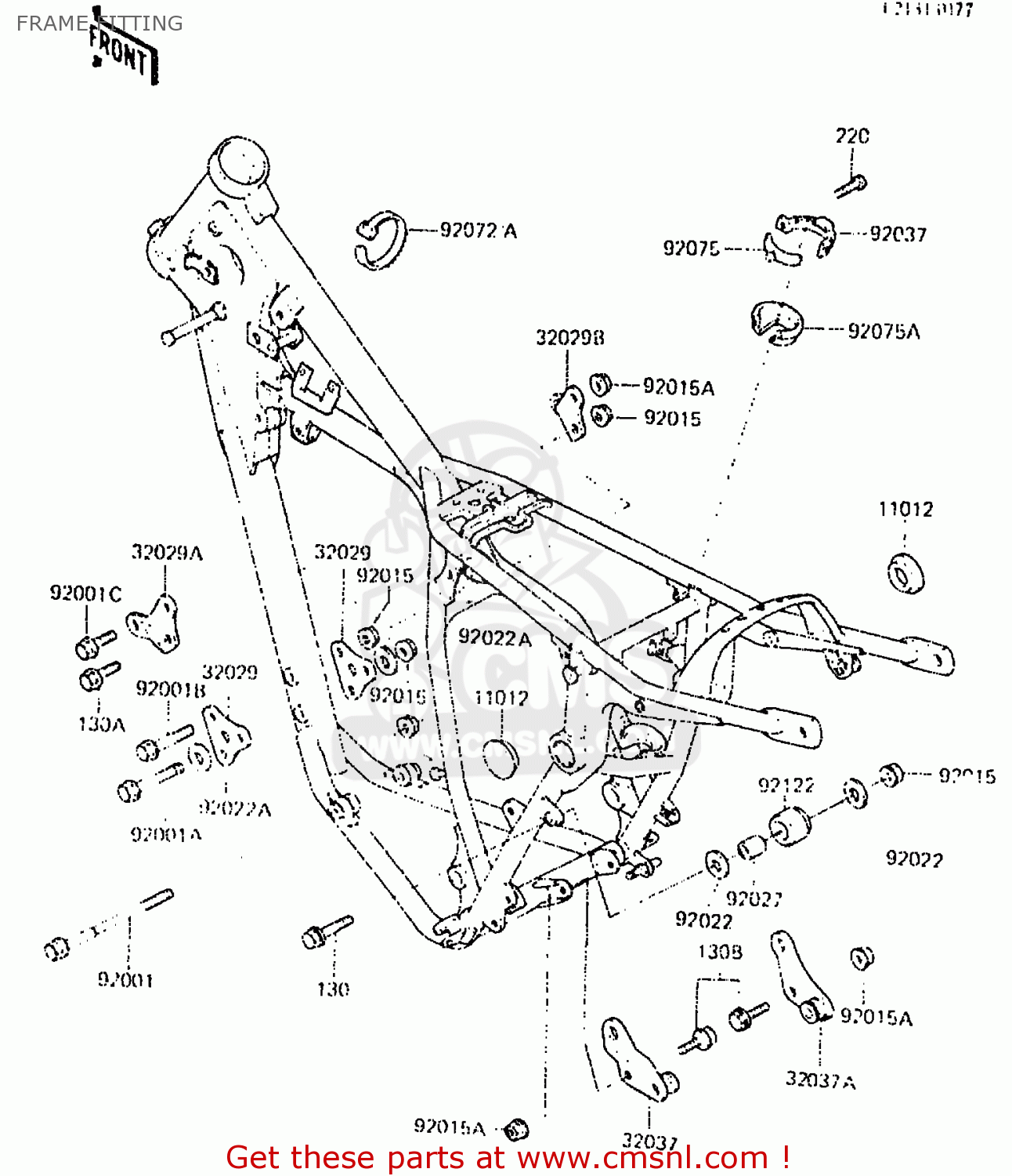 FRAME FITTING KX250-C2 1984 USA CANADA UK AL